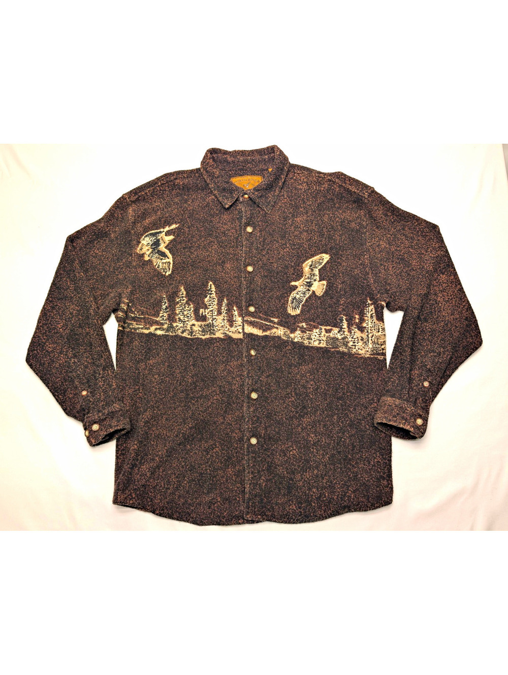 North River Outfitters Flannel Landscape Eagle Button Up Cabincore Sz L